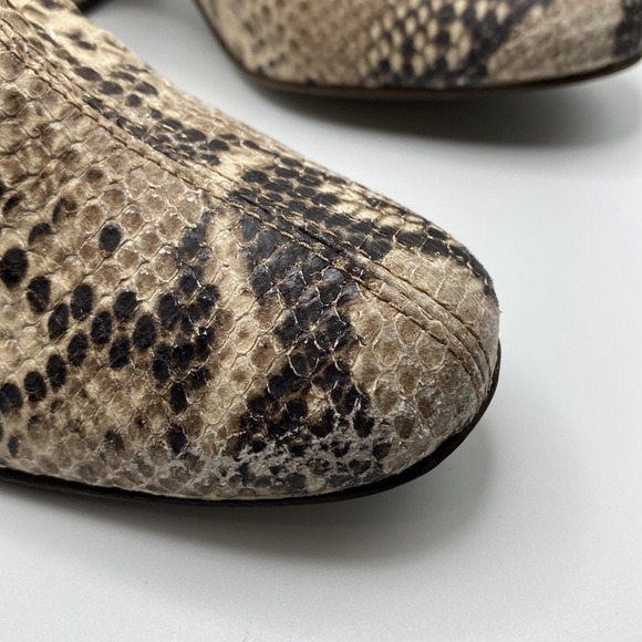 FREE PEOPLE WOMEN’S CECILE SNAKE PRINT BLOCK HEEL BOOTIES TAN BROWN SZ 35.5 - Picture 12 of 13